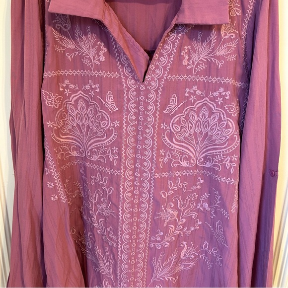 Savanna Jane Embroidered Long Sleeve Purple Blouse Top Large L - Picture 5 of 8